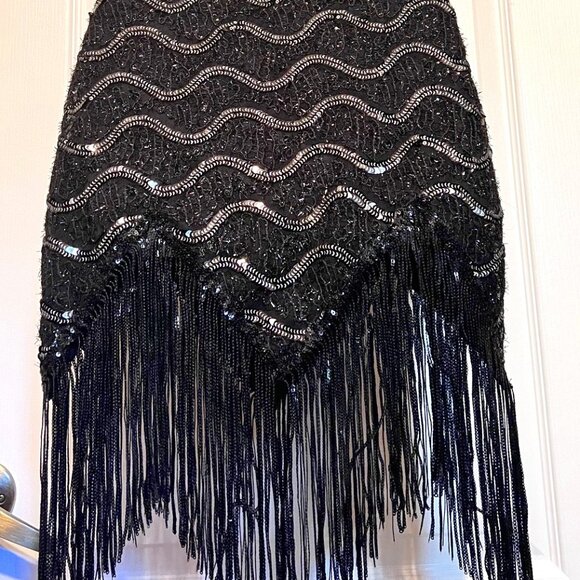 Pixiemain Women's 1920's Flapper Fringe Sequin Party Mini Dress-Sz XS-Black - Picture 10 of 15